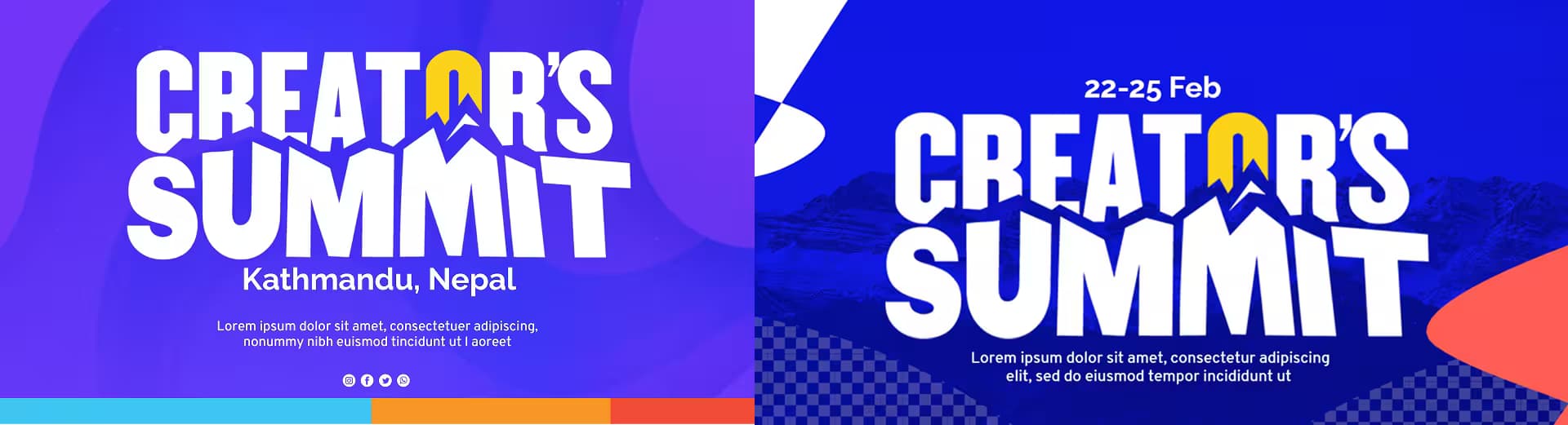 Event website and digital banners featuring the Creator's Summit logo and event date