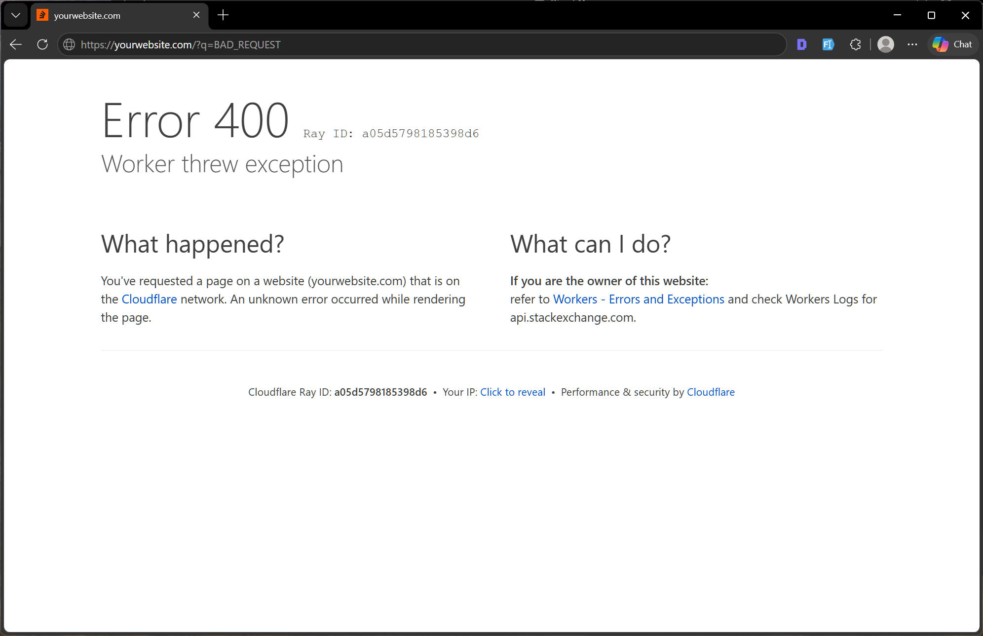 400 Bad Request error page