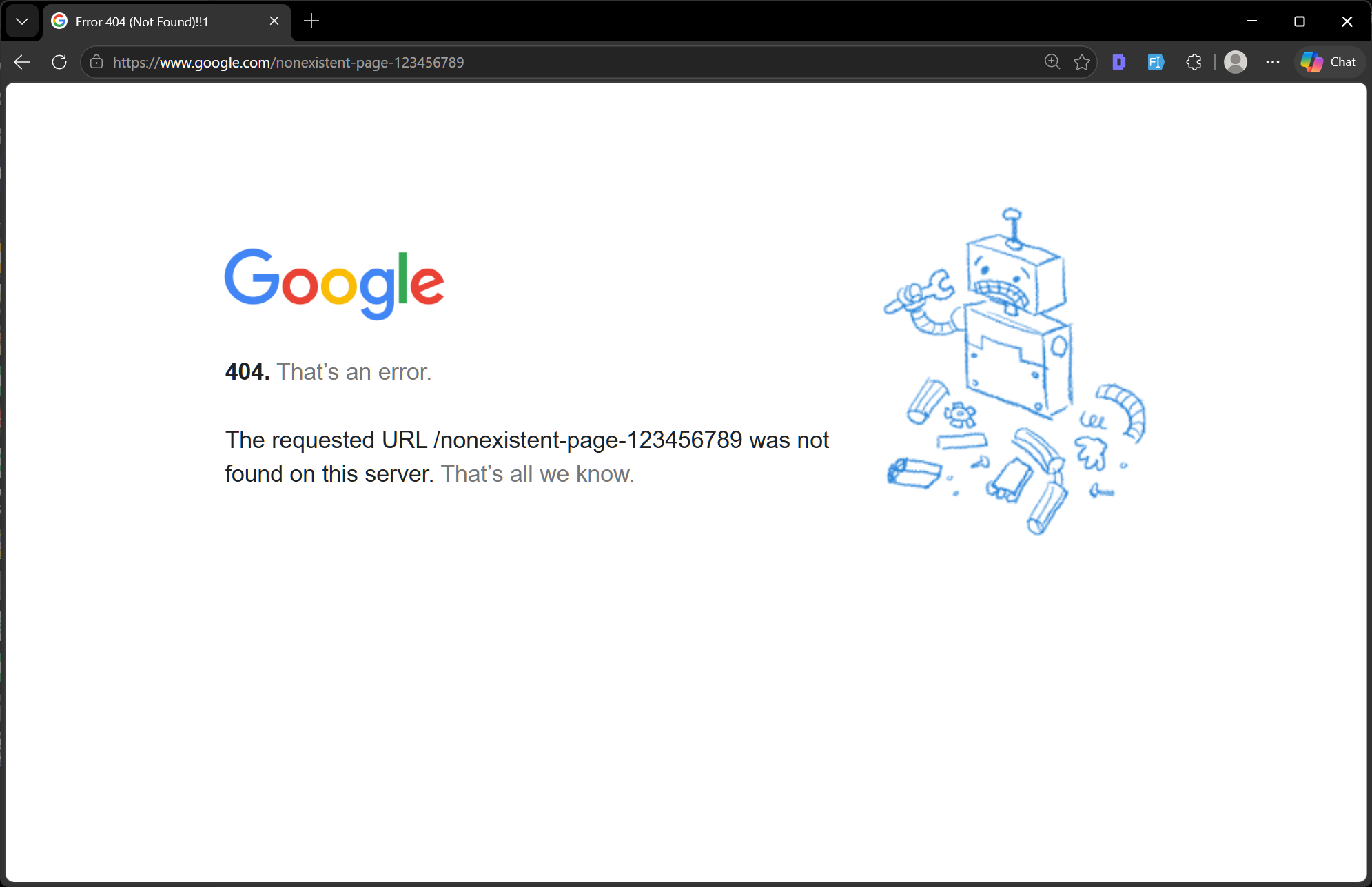 404 Not Found error page