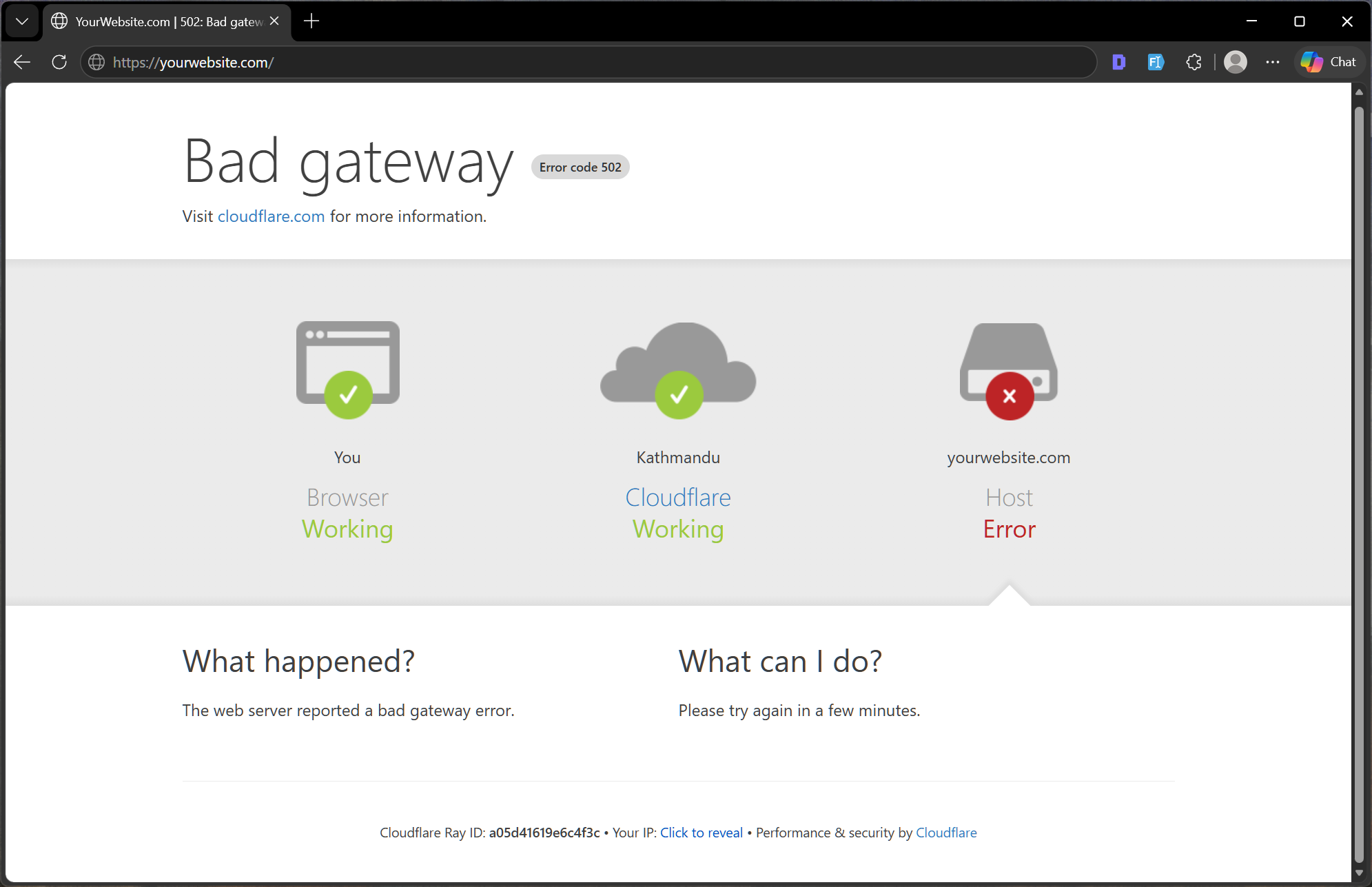 502 Bad Gateway error page