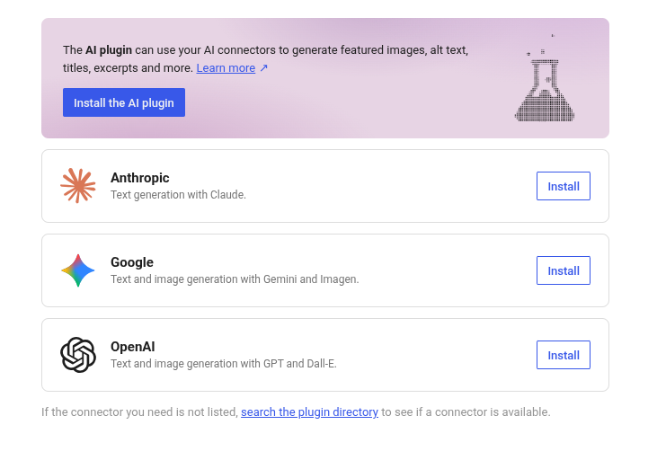 WordPress AI plugin interface