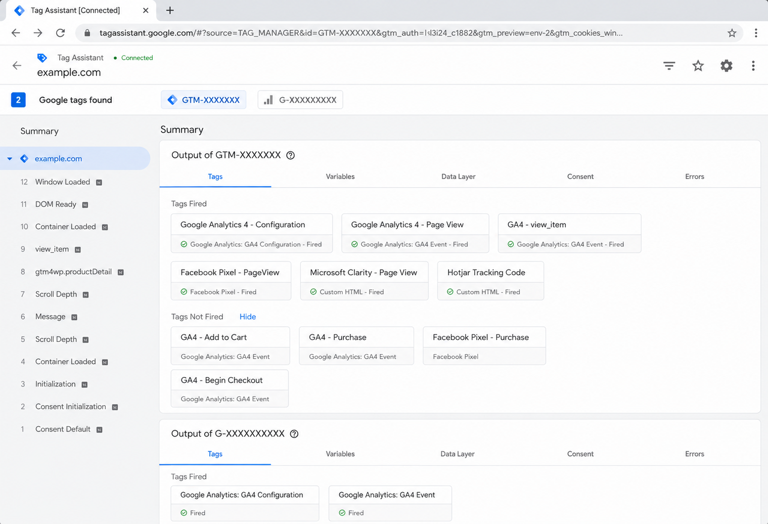 Google Tag Manager Tag Assistant preview after migration